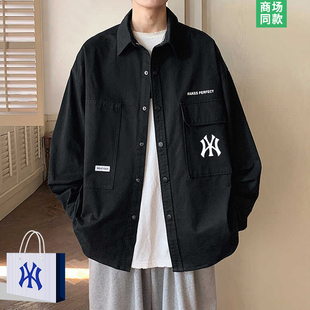 【专柜同款】格纹拼接夹克男士春秋季2026新款美式高级感翻领外套