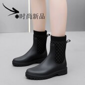 女马丁靴新款 2023春秋冬雨靴防水防滑耐磨英伦风女鞋 时尚 雨鞋 胶鞋