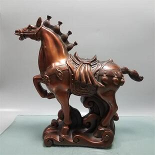 大铜马摆件仿古唐马紫铜色书房办公室镇宅催驿马招财出国调动桌面