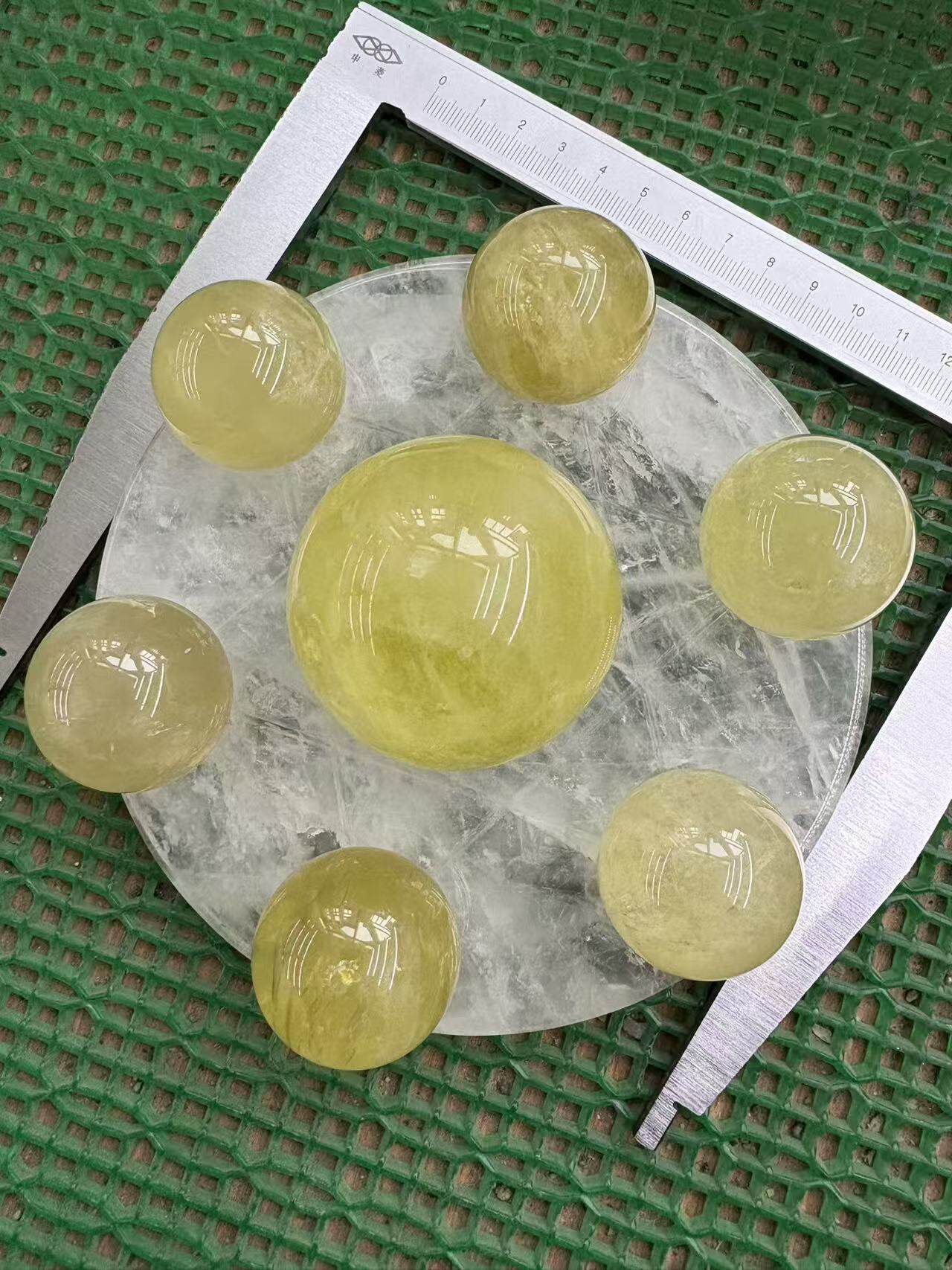 家居天然黄水晶球摆件招财七星阵客厅办公室大号玄关白水晶底来财