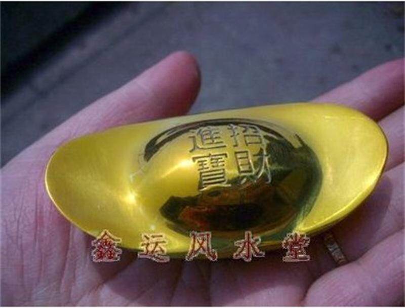 家居财位镏金实心铜元宝风水用品招财猫镇宅摆件工艺饰品中式客厅