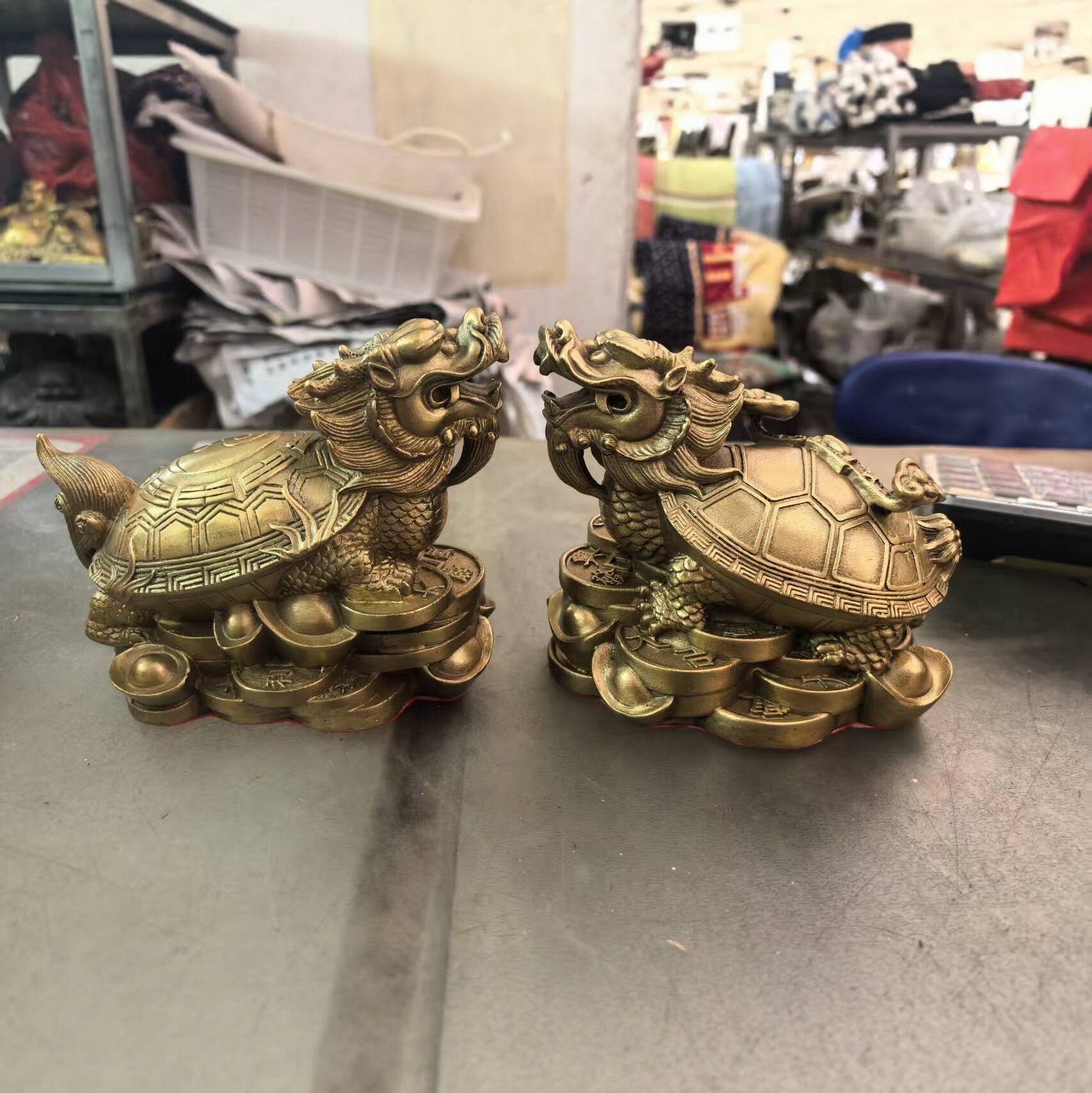 纯铜龙龟摆件一对龙头龟大号家居桌面装饰乌龟镇宅招财子母龟客厅