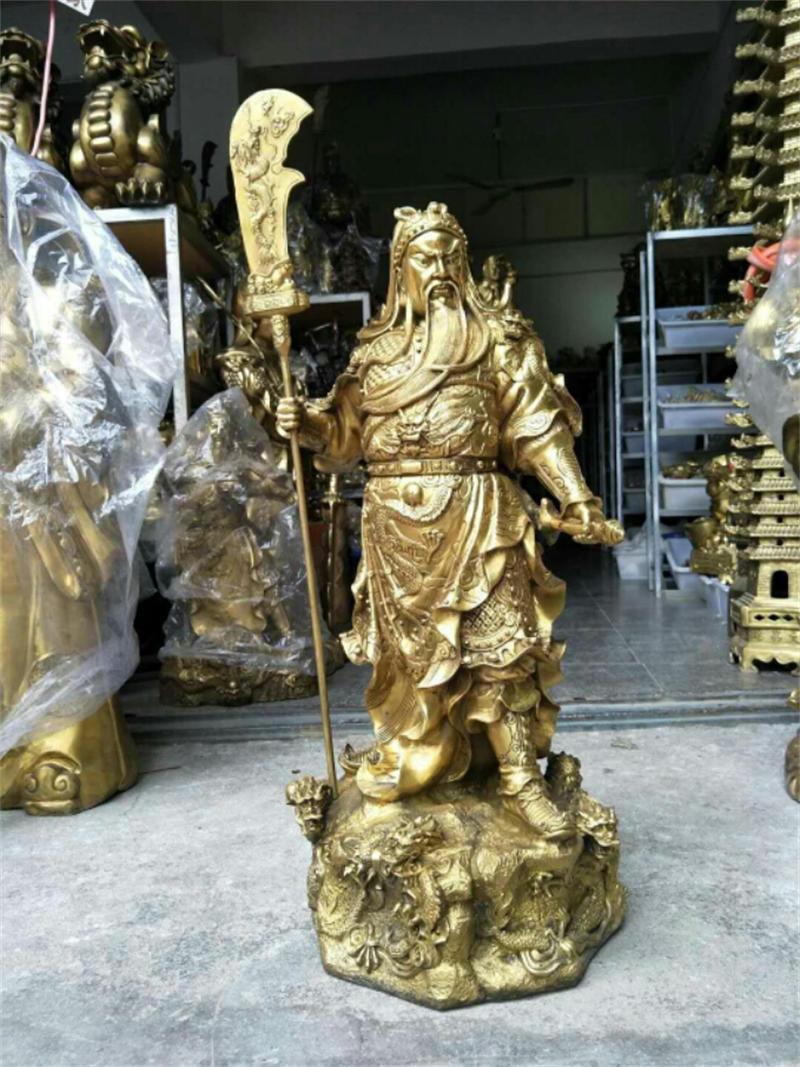 铜关公九龙摆件武财神爷像招财镇宅玄关店铺门风水玄关办公室中式