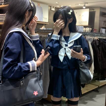 新月/原创jk制服正版水手服基础款套装学院风海军领三本日系女