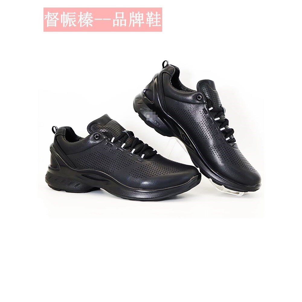 纯牛皮镂空运动皮鞋新式消防备勤鞋自动扣运动鞋男鞋黑色旅游鞋
