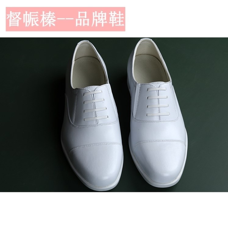 春秋演出工作小白鞋三接头男英伦尖头白皮鞋真皮商务正装婚礼拍照