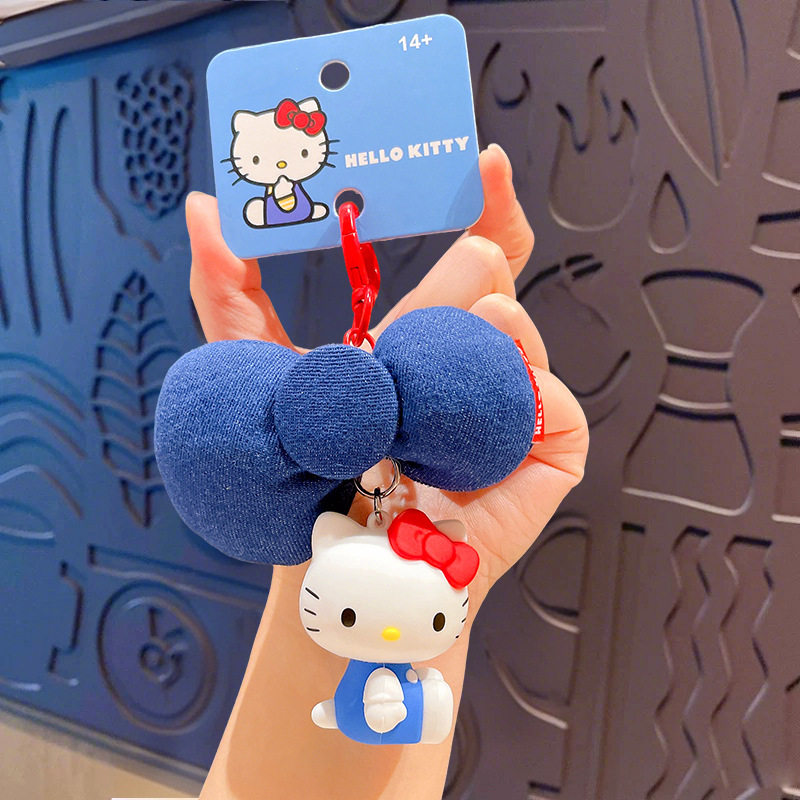 正版HelloKitty蝴蝶结汽车钥匙扣可爱凯蒂猫包包挂件书包挂饰礼物