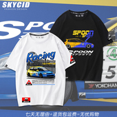 日本JDM改装 上衣男女dt 圆领T恤休闲短袖 车SPOON思域Type R二次元