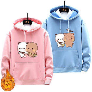 一二布布熊猫情侣装春秋冬卫衣服新款潮流男女情侣百搭外套ne