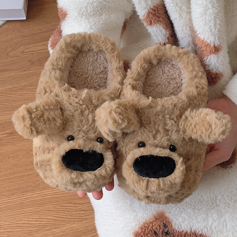 儿童棉拖鞋女冬季可爱大鼻狗毛绒