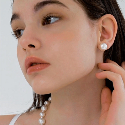 925纯银时尚珍珠女超大耳钉