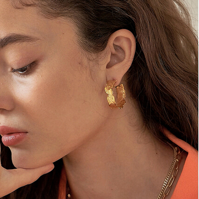 不规则金色设计感耳环耳圈