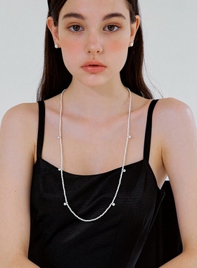 锆石纯银珍珠女满天星项链毛衣链