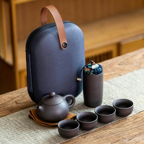 紫砂旅行茶具套装一壶四杯式快客杯功夫茶具活动小礼品印logo