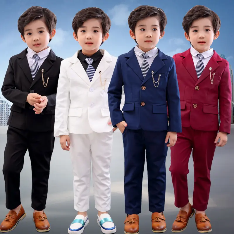 儿童小西装长袖外套礼服2024秋新款男童西装套装学生主持人表演服