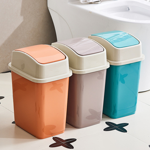 摇盖式 卫生间垃圾桶家用带盖客厅厨房翻盖加厚创意方形废纸篓夹缝