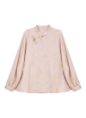 【大娇来了】粉色荷叶斜襟长袖上衣 28387