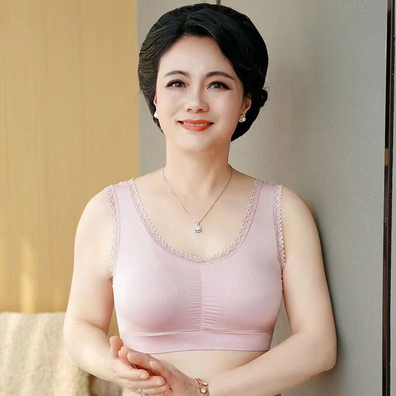 阪织屋官方旗舰店妈妈内衣中老年文胸无钢圈设计无束缚无穿感莫代