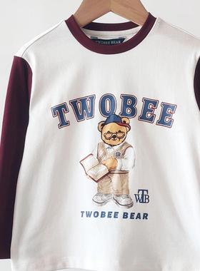 24秋款小熊男童长袖T恤春秋可爱帅气百搭打底衫上衣TTLA243803K