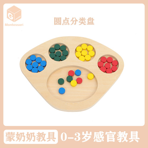 蒙奶奶IC益智心理感官教具蒙特梭利早教圆点分类盘03幼儿托盘玩具
