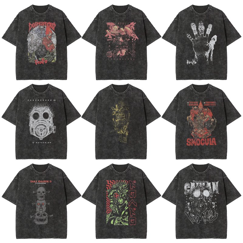 异兽魔都动漫短袖T恤纯棉印花宽松复古长袖百搭男打底衫t-shirt潮