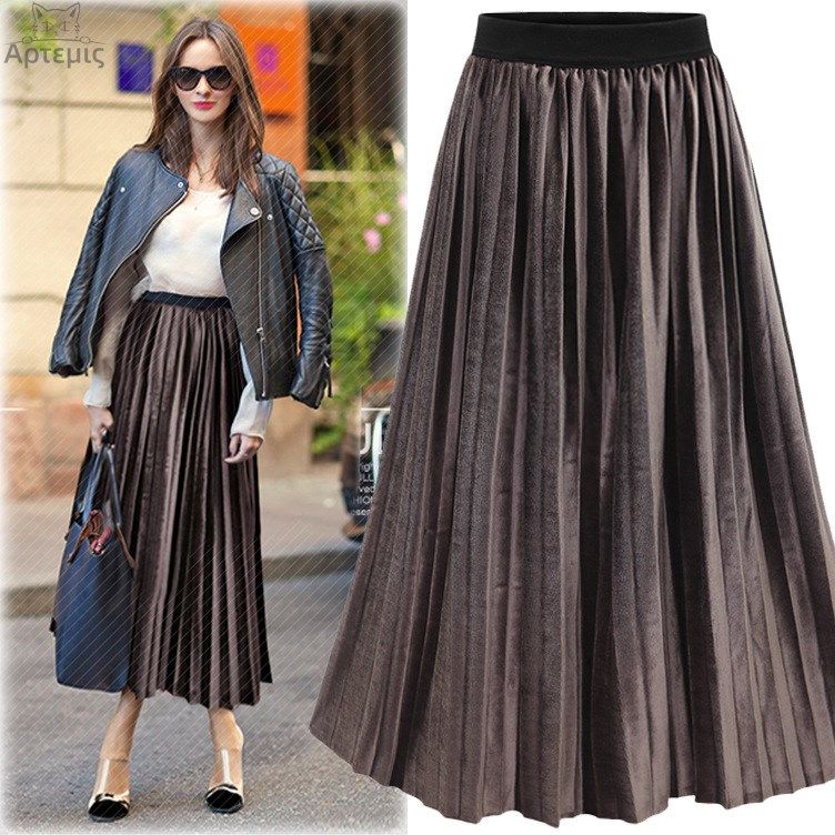 Women's high-waisted gold velvet pleated skirt and long skir在類目 女裝/女士精品, 半身裙中 - 來自Buy2taobao.com提供專業的淘寶代購服務