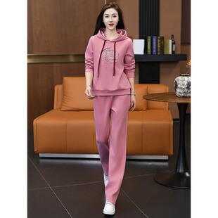 时尚 减龄洋气显瘦连帽卫衣两件套潮 女春秋2026新款 休闲运动服套装