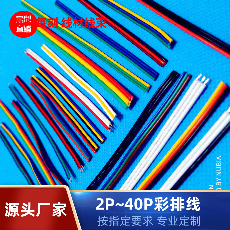 UL1007环保PVC电子线 24AWG彩色排线 2P双并端子连接线束加工定制
