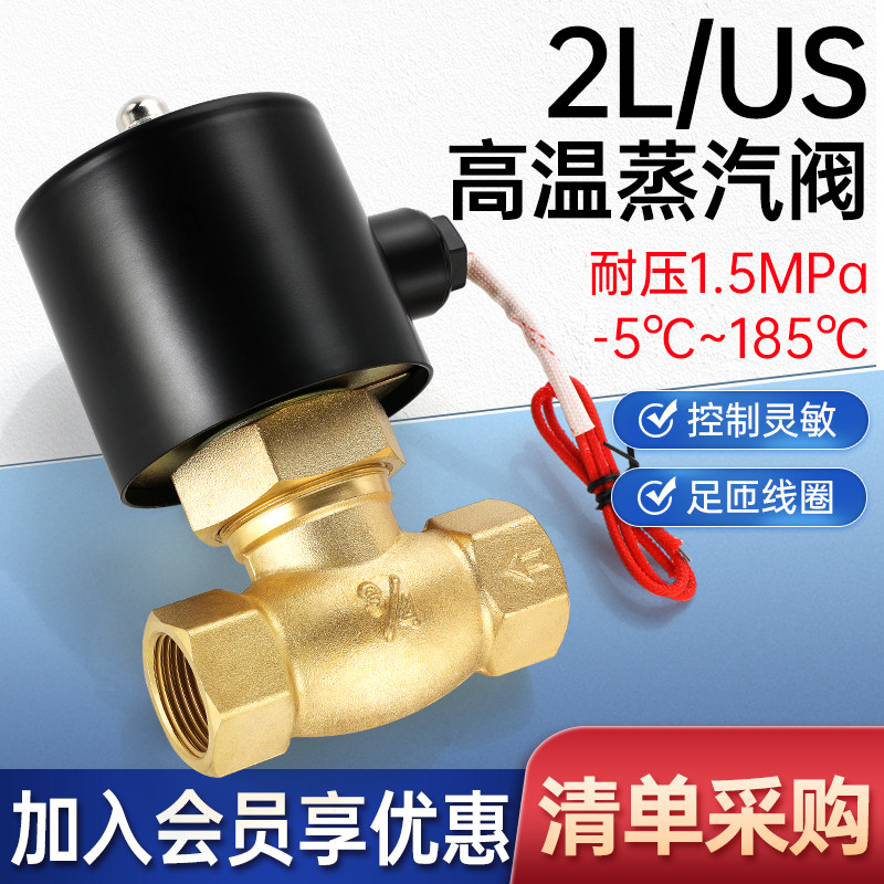 全铜耐高温蒸汽电磁阀控制电阀2L/US-15 20 25 35 4 6分1寸半220v