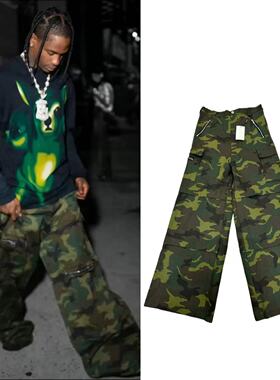 原标VET迷彩工装多口袋工装裤宽松直筒阔腿travis scott同款潮裤