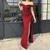 春节穿搭服高级感红色气质礼服裙女早春新款 名媛性感宴会包臀裙子