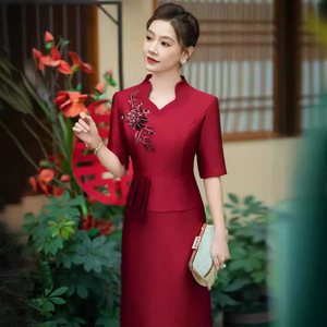 二小姐旗袍｜高端红色喜婆婆旗袍2024新款中式改良喜妈妈