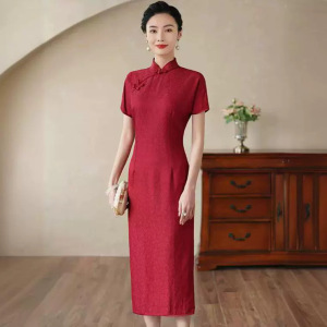 二小姐旗袍｜改良交织桑蚕丝旗袍喜婆婆穿2024新款中式