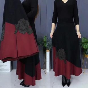 女士冬季厚款羊毛半身裙高腰A字长裙显瘦大摆裙垂感伞裙中长裙子