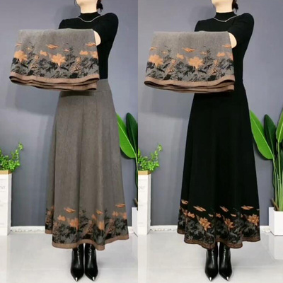 冬季羊毛半身裙女保暖A字