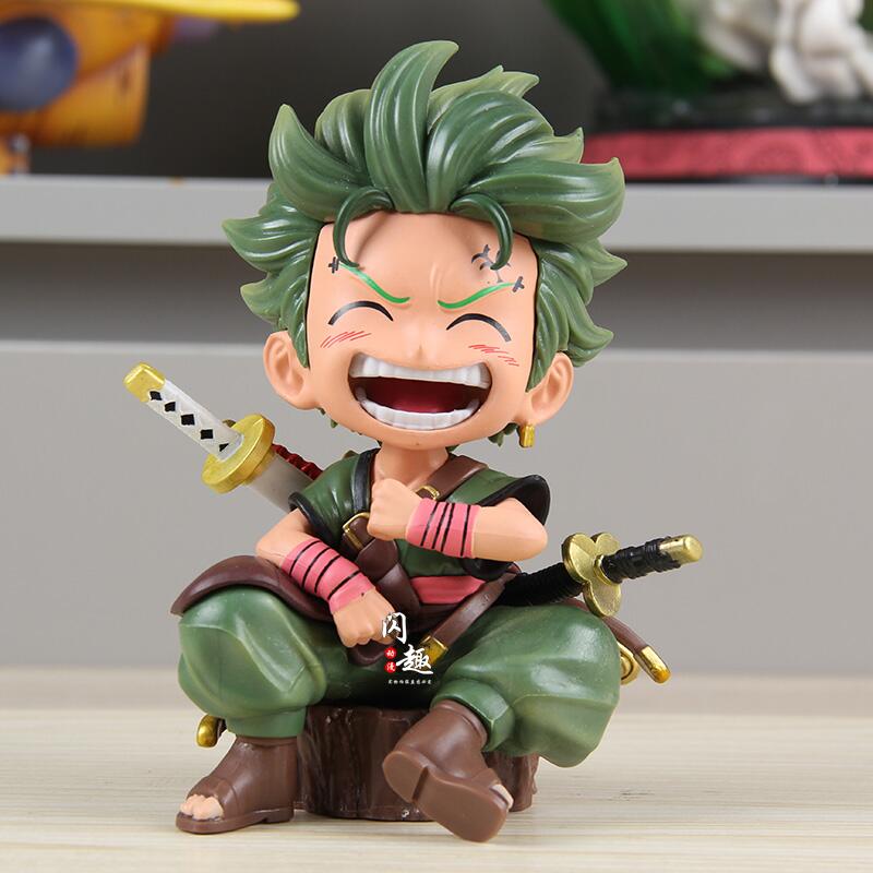 海贼王q版坐姿大笑索隆手办潮玩桌面摆件动漫个性车载男生日礼物