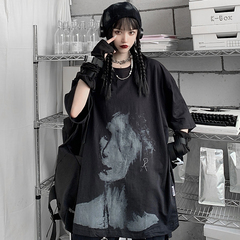 Real shot of Harajuku fashion street fashion brand short sleeve T-shirt girl