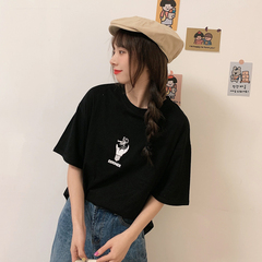 實拍  短袖t恤女半袖卡通上衣星空印花