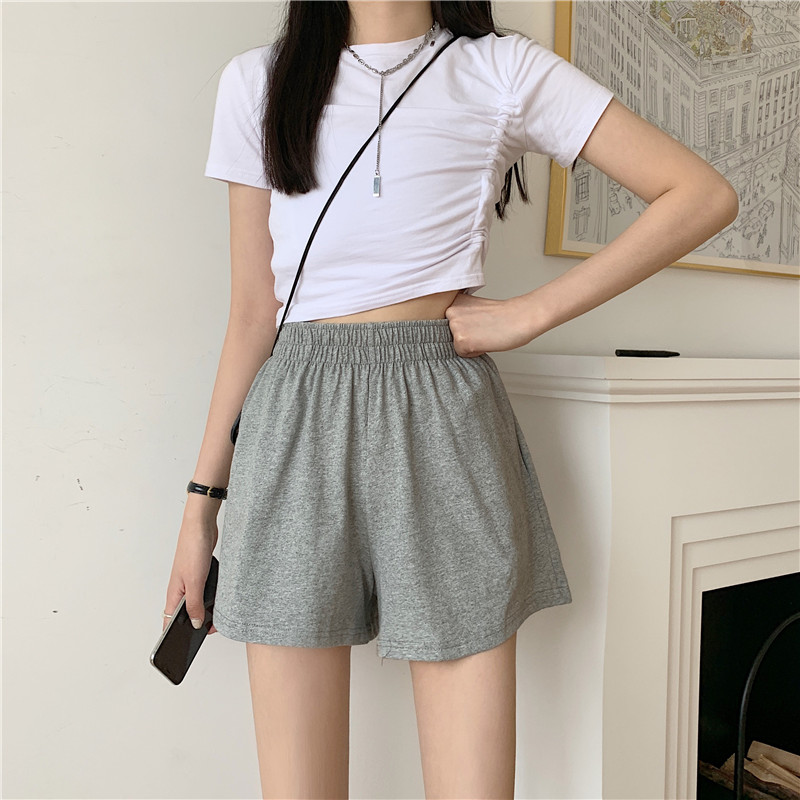 Women's Summer Shorts show thin, elastic and loose solid color leisure wide leg pants students