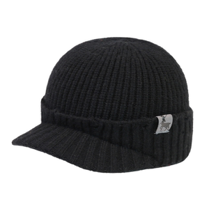 日系鸭舌毛线帽子男秋冬季新款百搭保暖护耳针织帽冷帽男冬天包头