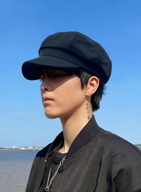 帽子男士潮贝雷帽春秋款大头围八角帽男款文艺英伦报童帽鸭舌帽男