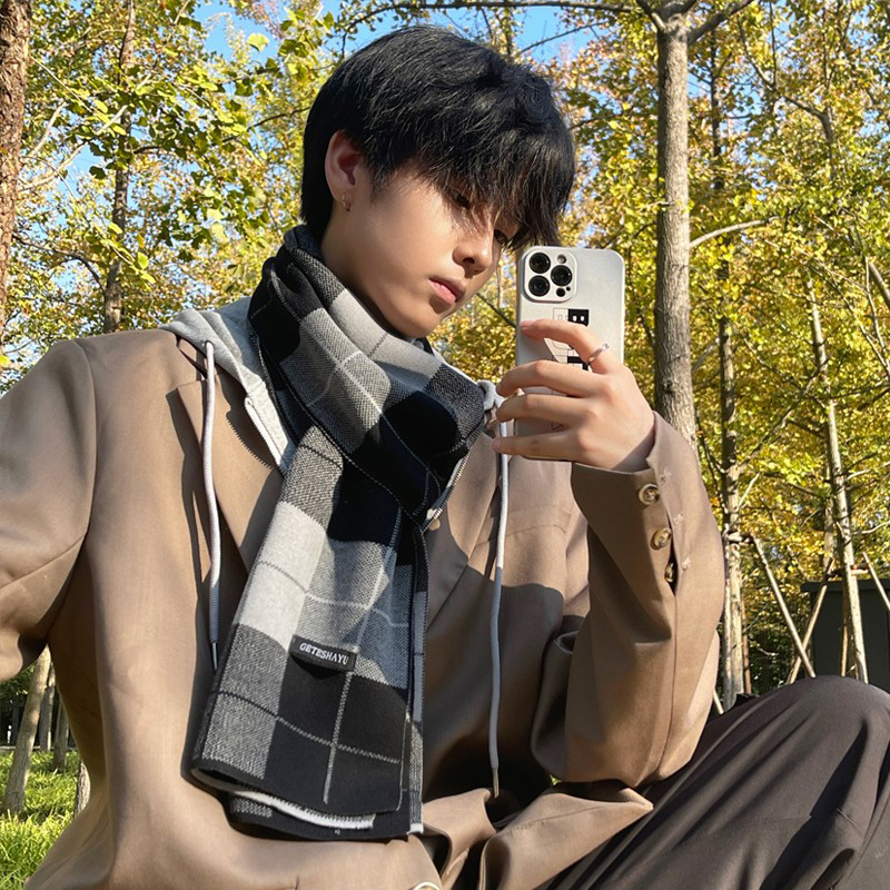 秋冬保暖英伦风格子围巾围脖