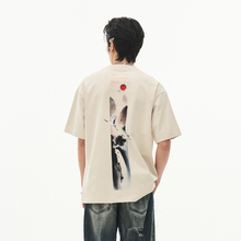 「山水白鹤」新中式 DIBINSAI 重磅T恤印花图案休闲宽松夏 国风短袖