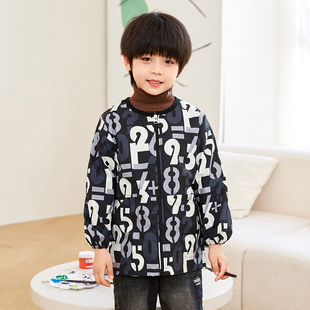 儿童罩衣防水长袖秋冬宝宝羽绒服防脏罩衫男孩吃饭兜学生画画围裙