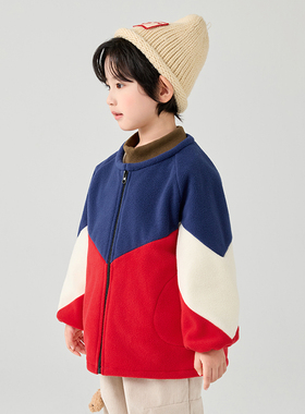 儿童摇粒绒罩衣秋冬加厚中大童防脏护衣宝宝吃饭围衣兜羽绒服外套