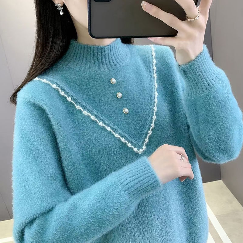 澳龙羊黄金貂套头半高圆领加厚