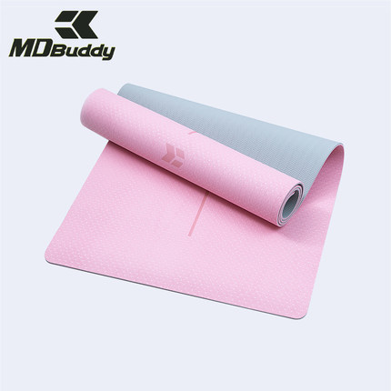 MDBuddy瑜伽垫环保双面防滑男女6mm健身舞蹈普拉提隔音地垫家用