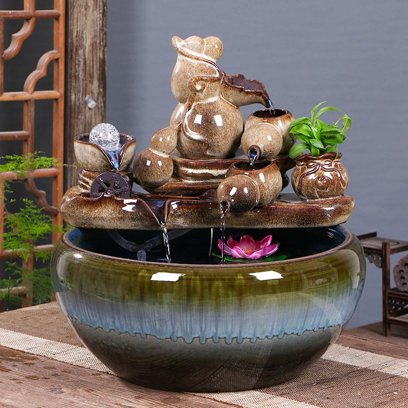 景德镇陶瓷鱼缸家用流水喷大号乌龟养鱼盆泉碗莲睡莲盆客厅金鱼盆,宠物/宠物食品及用品,桌面缸,淘宝优惠券,粉丝福利购,淘宝优惠卷