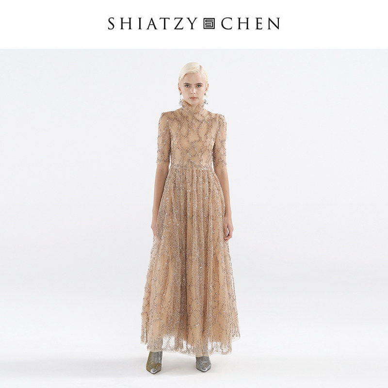 SHIATZY CHEN/夏姿·陈墨沫系列绣花缝珠连衣裙礼服641675
