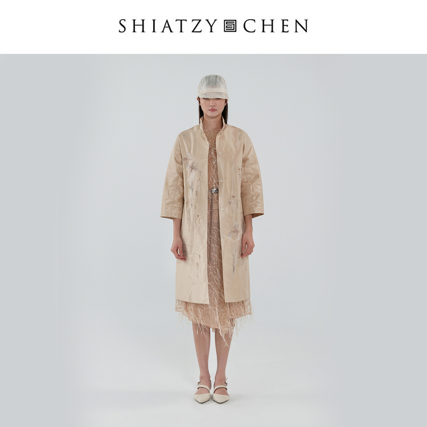 SHIATZY CHEN/夏姿·陈春夏系列中式连袖塔夫绸刺绣大衣157107